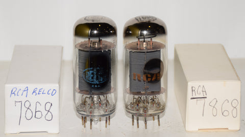 (!!!) (Best Pair #2) 7868 RCA Relco like new and RCA used/good 1970 era (55ma and 51.8ma)