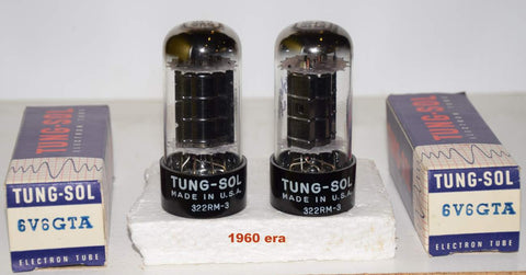 (!!!) (Best Overall Pair) 6V6GTA Tungsol black plate NOS around 1960 (54ma and 56ma)
