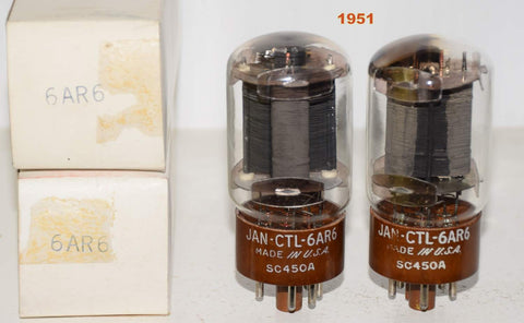 (!!) (Best Pair #2) 6AR6=6098 Tungsol oval plate NOS 1951 (88ma and 84ma) (1st series made) (Copy)