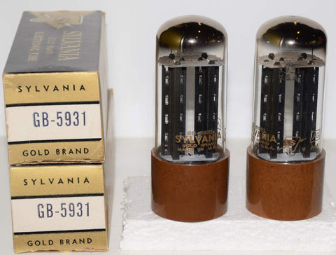 (!!!) (Best Pair) GB-5931 Sylvania Gold Brand brown base NOS 1960's (Premium 5U4GB) (60-60/40 and 59-60/40)