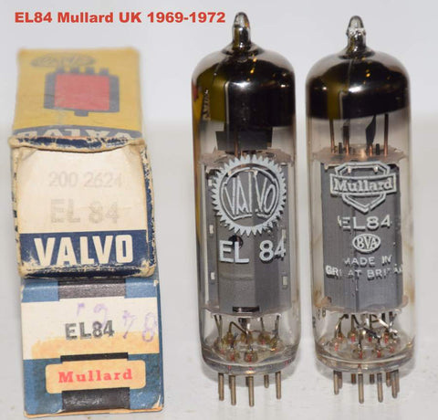 (!!!!) (Best Pair) EL84 Mullard UK NOS 1969 and 1972 (50.4ma and 53.5ma) (close Gm)
