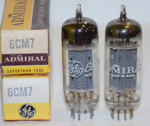 (!!) (Recommended Pair) 6CM7 GE NOS 1964-1966 (5.1/4.3ma and 16.5/16.6ma)