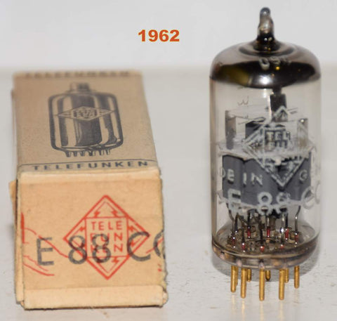 (!!!!) (Best Single) E88CC=6922 Telefunken Germany <> bottom NOS 1962 (16.4/17.5ma) (mic grade)