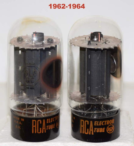 (!!!!!) (Recommended Pair) 6L6GC RCA Black Plate used/good 1962-1964 (59.5ma and 60.8ma)