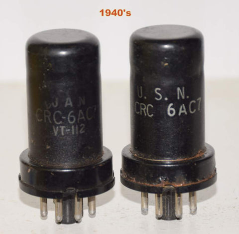 (!!!) (PAIR 1940's) 6AC7 RCA used/good 1941-1942 (7.8/7.5ma)