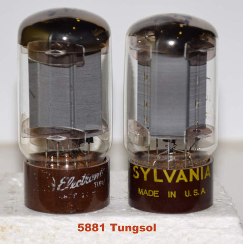 (!!!!) (Best Pair #1) 5881 Tungsol rebranded Sylvania and GE 1960 era used/test like new (77.3ma and 74.5ma) (close Gm)