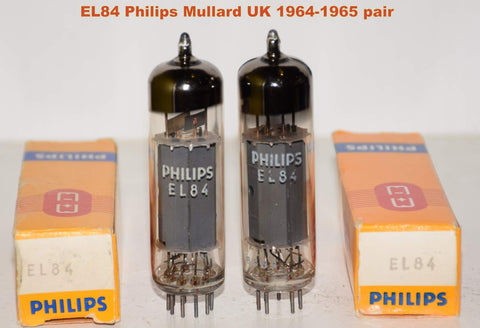 (!!!!) (Best Mullard Pair #1) EL84 Philips Mullard UK NOS 1964-1965 (49ma and 49ma)