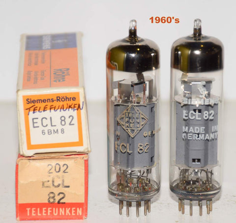 (!!!!) (Best Audio Pair) ECL82=6BM8 Telefunken Germany <> bottom NOS 1960's (2.3/33ma and 2.5/35.2ma)