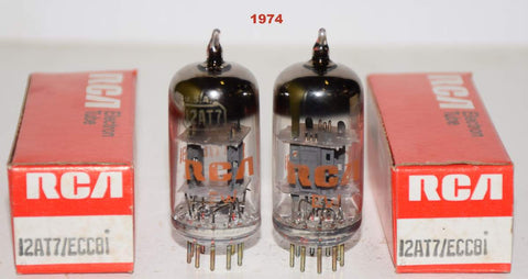 (!!!) (Recommended Pair) 12AT7 RCA gray plates NOS 1974 (10.5/7.5ma and 10.8/8.2ma)