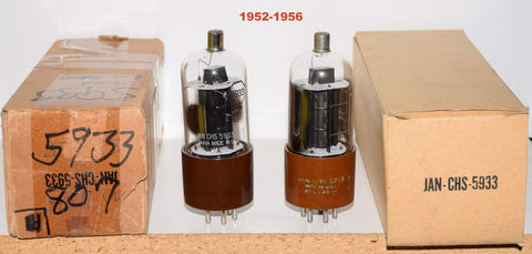 (!!) (Best Pair #2) JAN-CHS-5933=807W Sylvania NOS double D getters 1952- 1956 (74.2ma and 77ma)