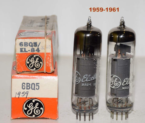 (!!) (Recommended Pair) 6BQ5=EL84 GE NOS 1959-1961 (50.5ma and 52.5ma)