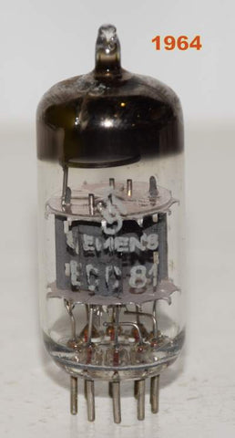 (!!) 12AT7=ECC81 Siemens Halske Germany used/good 1964 (8.2ma/12.2ma)