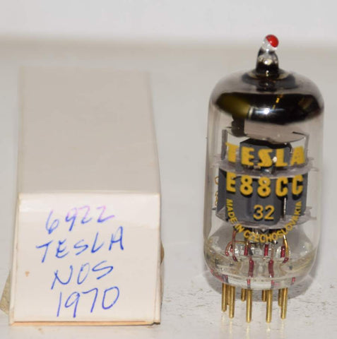 (!!) (slightly microphonic) 6922=E88CC Tesla Czech Republic NOS 1970 (18.6/20.4ma) (RODE)