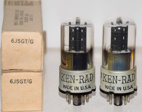 (!!!!) (Best Value Pair) 6J5GT Ken Rad black round plates NOS 1942 (7ma and 7ma)