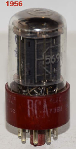 (!!) (Best Value Single) 5691 RCA Red Base black plates used/tests like new 1956 faded printing (2.9/2.8ma) close triode balance