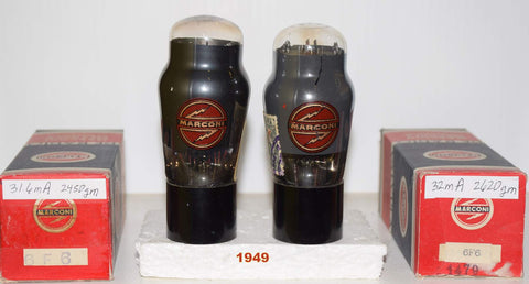 (!!!!) (Pair #5) 6F6G Marconi Spain NOS 1949 (31.6ma and 32.0ma)