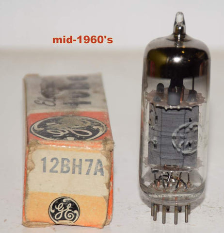 (!!!!) (Single) 12BH7A GE gray oval plates NOS mid-1960's (11.5/16ma)