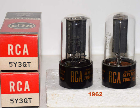 (!!!!) (BEST OVERALL PAIR) 5Y3GT RCA NOS 1962 (58-62/40 and 58-63/40) (best sound)