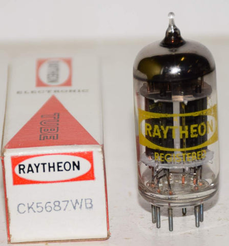 (!!!!!) (Best Overall Single) CK-5687WB Raytheon black plates NOS 1960's (40.5ma/42ma) (Audio Note, Modwright, Manley) Highest mA and Gm