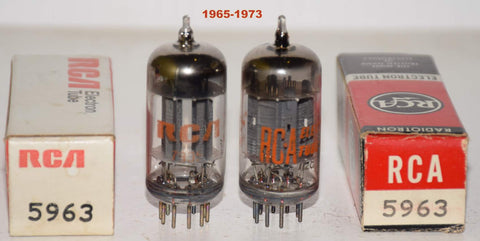 (!!!!) (BEST Pair) 5963=12AU7 RCA NOS ribbed plates 1965-1973 (12.4/12.6ma and 11.4/11.6ma) (Highest mA and Gm)