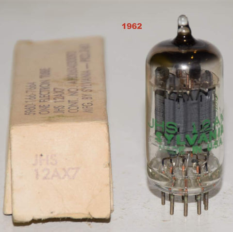 (!!!) (Best Single 1962) JHS-12AX7 Sylvania NOS 1962 (Gm=2600/2500 and 1.8/1.9ma)