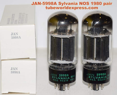 (!!!) (Best Pair #2) 5998A Sylvania JAN NOS 1980 (127/134ma and 123/136ma) (5998A=7236)