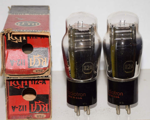 (!!!!) (Best Pair) 112A RCA NOS 1940's original boxes (7.6ma and 8.0ma) (same Gm)