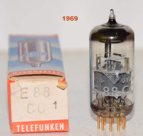 (!!) (Single) E88CC=6922 Telefunken Germany <> bottom NOS 1969 (10/12.4ma) (mic grade)