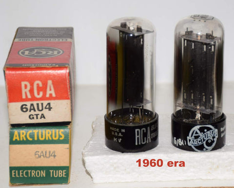 (!!) (BEST PAIR) 6AU4GTA RCA and Arcturus NOS 1960 era similar build (92-92/60)