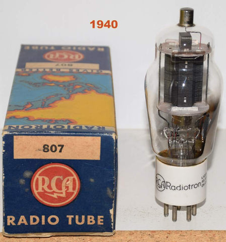 (!!!!) 807 RCA black plate ceramic base NOS 1940's with data sheet (72.5ma) (1st series made) (rare)
