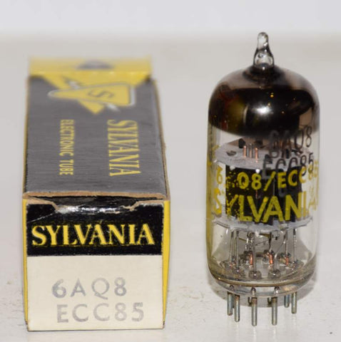 (!) (SINGLE) ECC85=6AQ8 Sylvania black plates NOS 1960's (12.2/9.8ma)