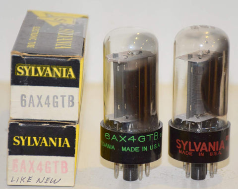 (!!) (Pair) 6AX4GTB Sylvania NOS and like new 1960's (56/40 and 53/40)