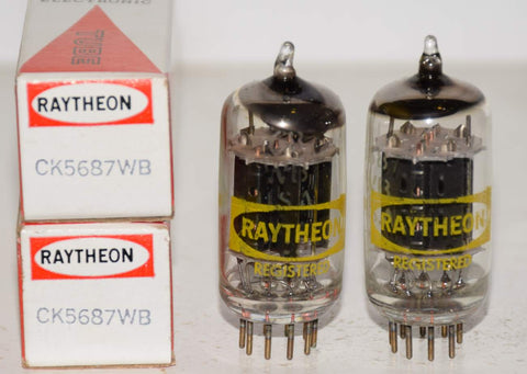 (!!!) (Best Raytheon Pair #1) CK-5687WB Raytheon black plates NOS 1970's (Audio Note, Manley, Modwright) (35.0/34.6ma and 34.5/35.0ma) 1-2% matched