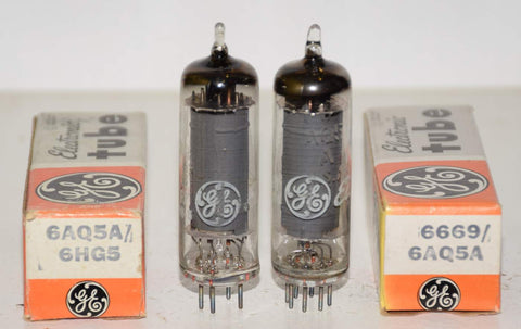 (!!!!) (Best Pair) 6AQ5A GE NOS 1974-1975 (50.5ma and 51ma)