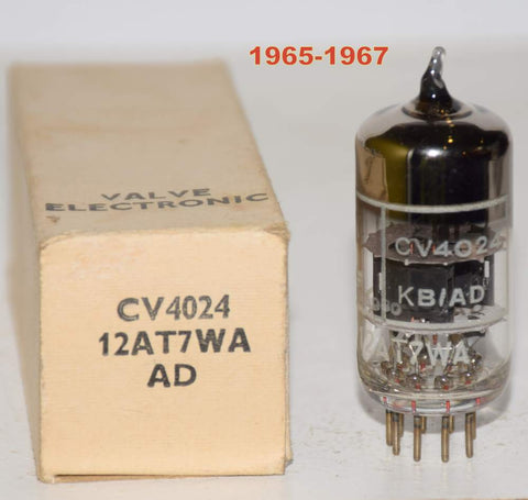 (!!) (Recommended Single) CV4024=12AT7WA=12AT7 Brimar UK NOS square black plates 1965-1967 (10.4/9.0ma)