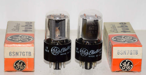 (!!!!) (Good Value Pair) 6SN7GTB GE NOS 1966-1968 (7.4/6.2ma and 7.6/6.8ma) (same Gm)