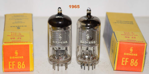 (!!!!!) (Best Pair) EF86 Siemens Germany made by Valvo (Hamburg) NOS 1965 (3.4ma/3.4ma) 1-2% matched