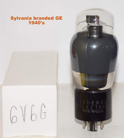 (!!!) 6V6G GE by Sylvania coated glass used/tests like new mid-1940's (44.6ma)