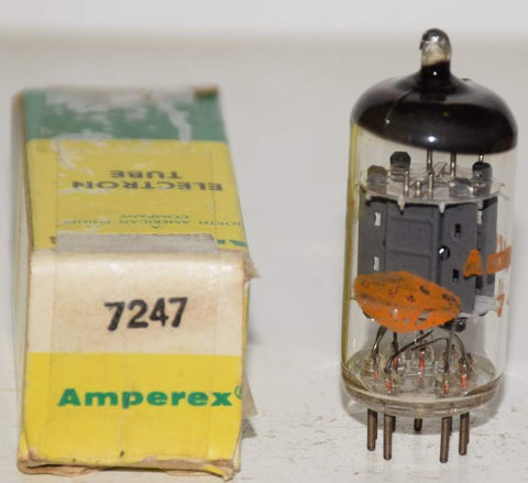 (!) (Best Single) 7247=12DW7 Amperex Globe Logo by Matsushita Japan NOS 1967 similar sound to Mullard (1.5ma and 11.6ma) (High mA and Gm)
