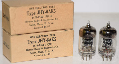 (!!!) (Best Pair) JHY-6AK5 Hytron black plate NOS 1952 (8.7ma and 8.8ma)