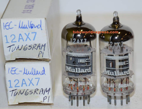 (!!!!) (Recommended Pair) ECC83=12AX7 Tungsram Hungary branded IEC Mullard NOS 1982 (1.5/1.6ma and 1.4/1.7ma)