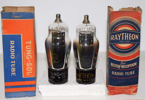 (!) (Recommended Pair) 6C8G Raytheon NOS 1940's - 1 tube branded Tungsol (3.6/3.8ma and 3.3/3.8ma)
