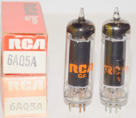 (!!) (Recommended Pair) 6AQ5A Sylvania branded RCA black plate NOS 1970's (50ma and 46.5ma)
