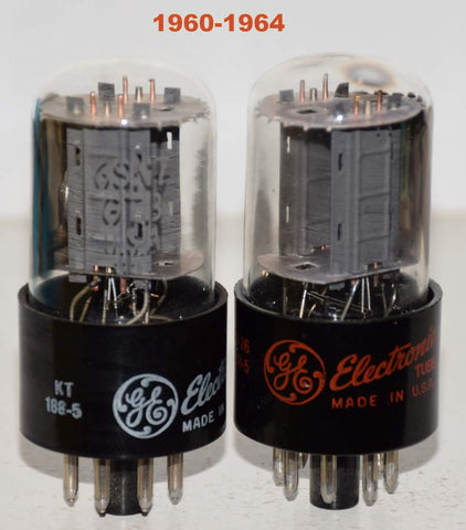 (!!!!) (Good Value Pair) 6SN7GTB GE used/good 1960-1964 (6.6/6.2ma and 6.2/6.4ma)