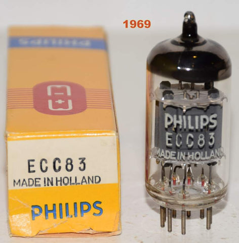 (!!!!) (Best Single) 12AX7=ECC83 Philips Holland NOS 1969 (1.0/1.1ma and Gm=1600/1600) 1-2% section balance