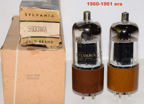 (!!) (BEST PAIR) 5933WA=807W Sylvania NOS 1960 era (73ma and 71ma)