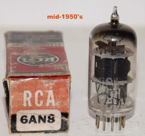 (!!) 6AN8 RCA black plates D getter NOS 1950's (12.0/11.8ma)