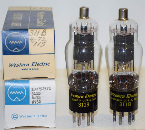 (!!!!!) (Best Overall Pair) 311B Western Electric NOS 1972-1974 (36.2ma and 37.8ma)
