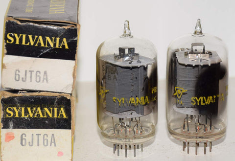 (!!!) (PAIR) 6JT6A Sylvania tipped top NOS 1960's (59ma and 58.5ma)
