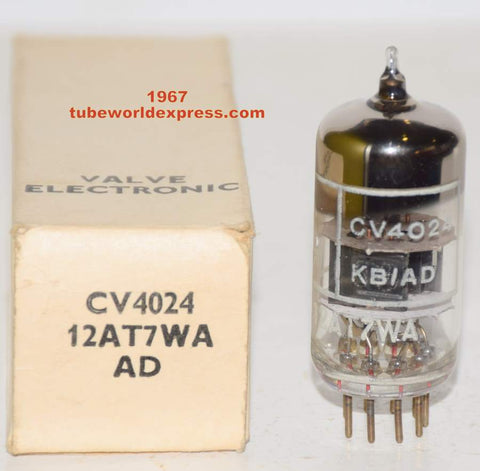 (!!) (Best Brimar Single) CV4024=12AT7WA=12AT7 Brimar UK NOS square black plates 1967 (10.2/11.4ma)